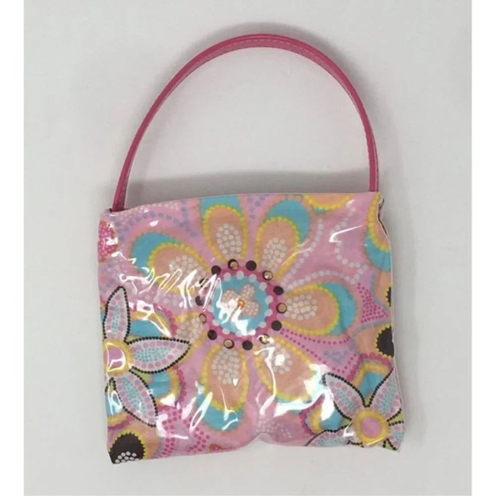 M Andonia Little Girls Mini Flat Tote Pink Floral and Swarovski Cystals NEW
